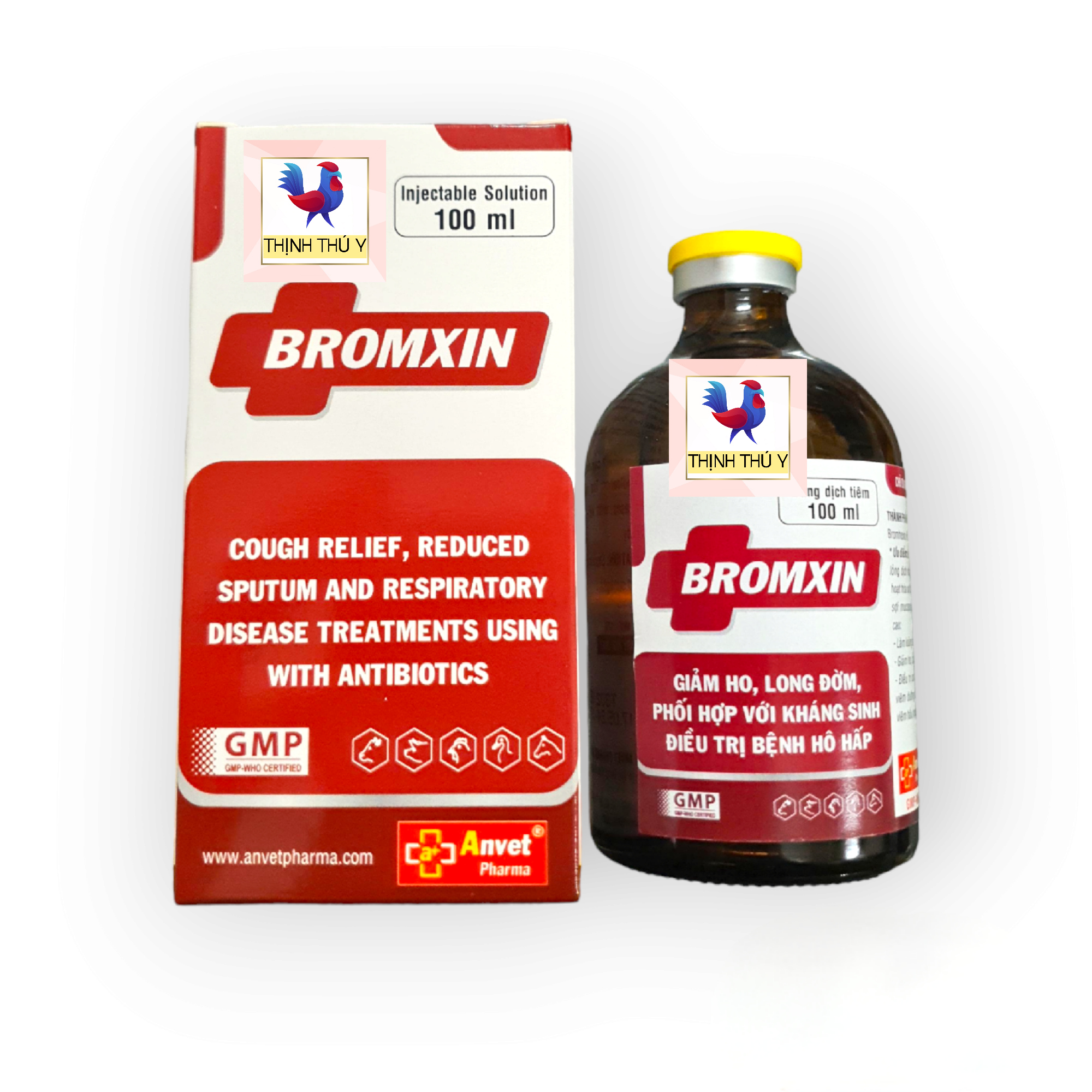 Anvet BROMXIN (100ml) - Giảm ho, long đờm, hỗ trợ hô hấp cho gà đá, chó mèo, heo bò