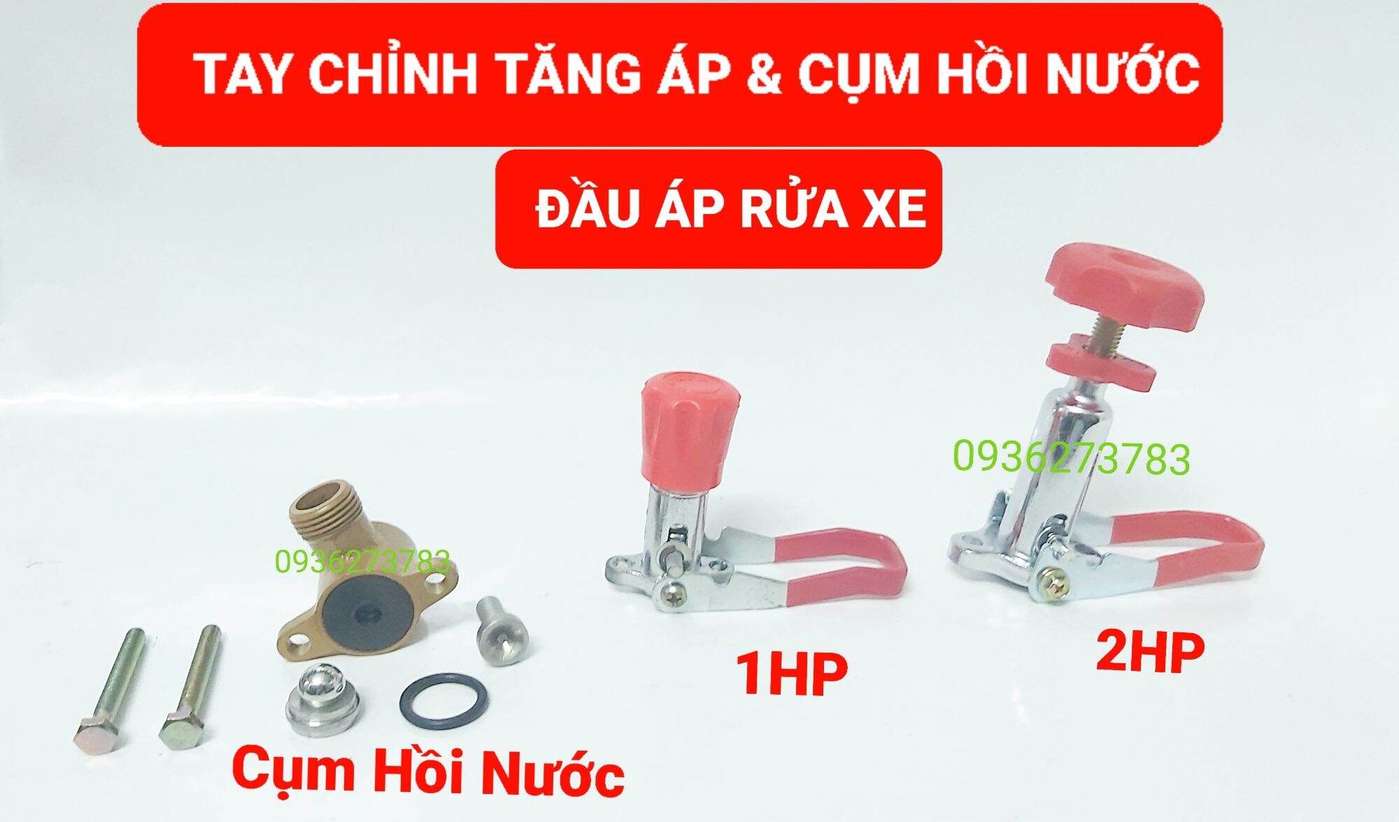 Tay chỉnh áp lực, cụm hồi nước đầu áp xịt rửa xe 1hp, 2hp