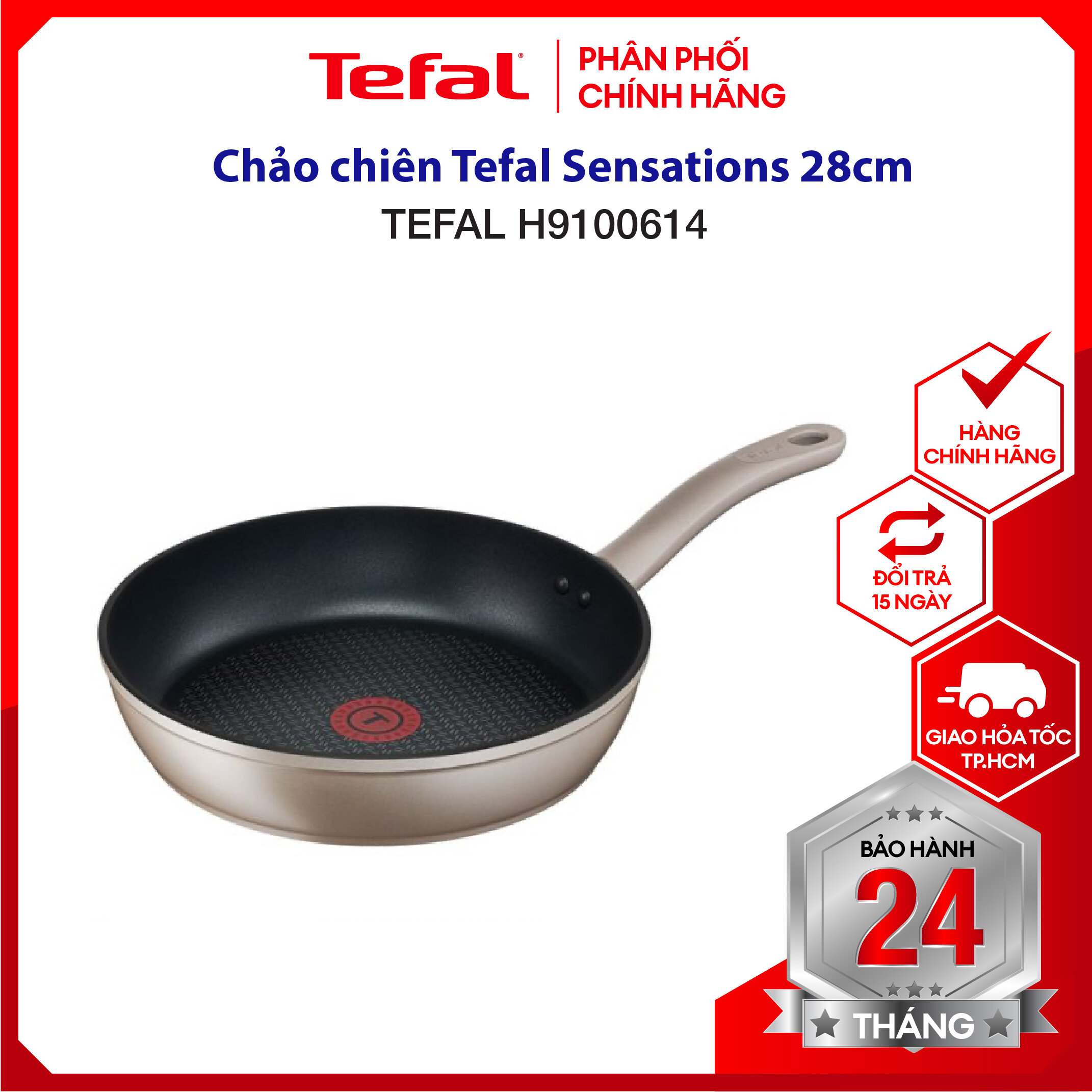 |HỎA TỐC 2H| Chảo chống dính Tefal, Chảo chiên chống dính Tefal, chảo đáy từ Tefal Sensations có 3 size: 24, size 26 và 28cm, dùng mọi loại bếp, bảo hành 2 năm