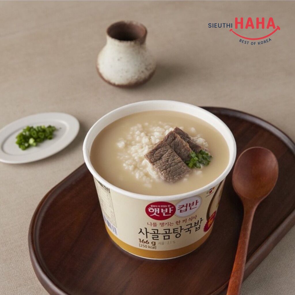 Cơm ăn liền hàn quốc súp xương bò 166g CJ 햇반컵반사골곰탕국밥