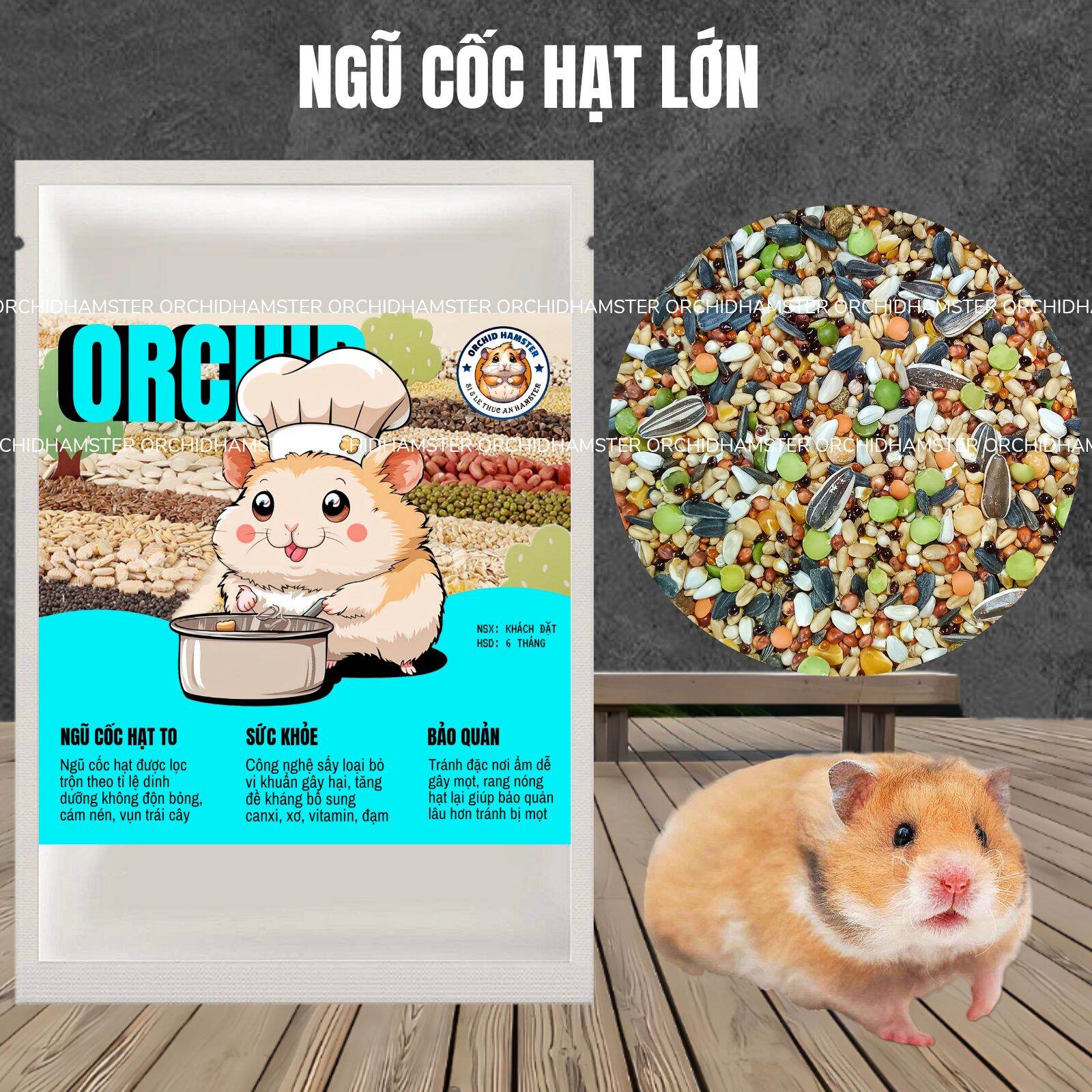 1KG Thức Ăn Hamster Cao Cấp Loại Đặc Biệt Hạt Lớn Bổ Sung Đạm Protein