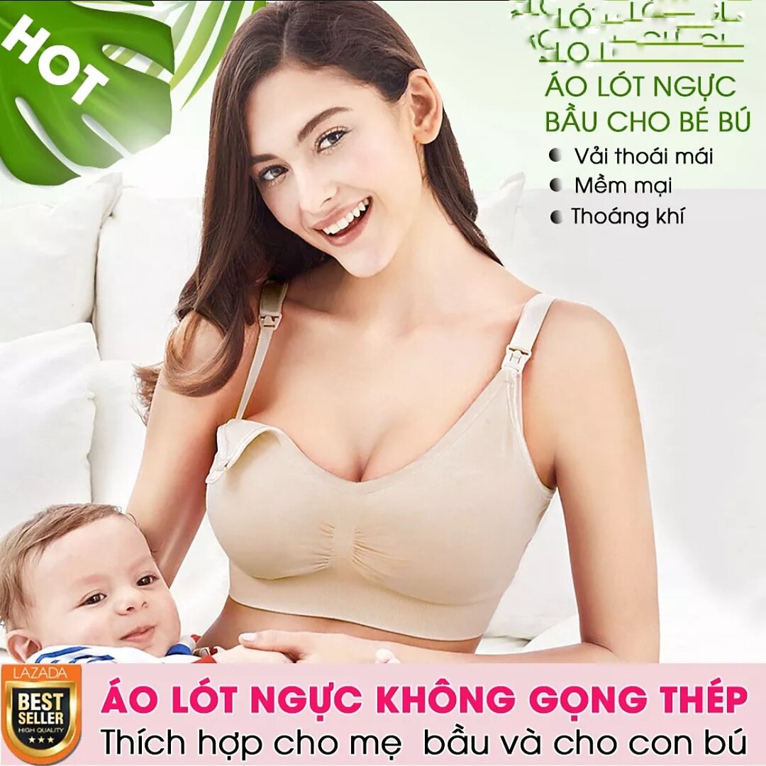 Áo lót cho con bú- áo bra bầu lụa tăm có móc mở cho con bú