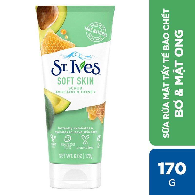 Sữa rửa mặt tẩy tế bào chết st.ives chiết xuất bơ& mật ong 170g