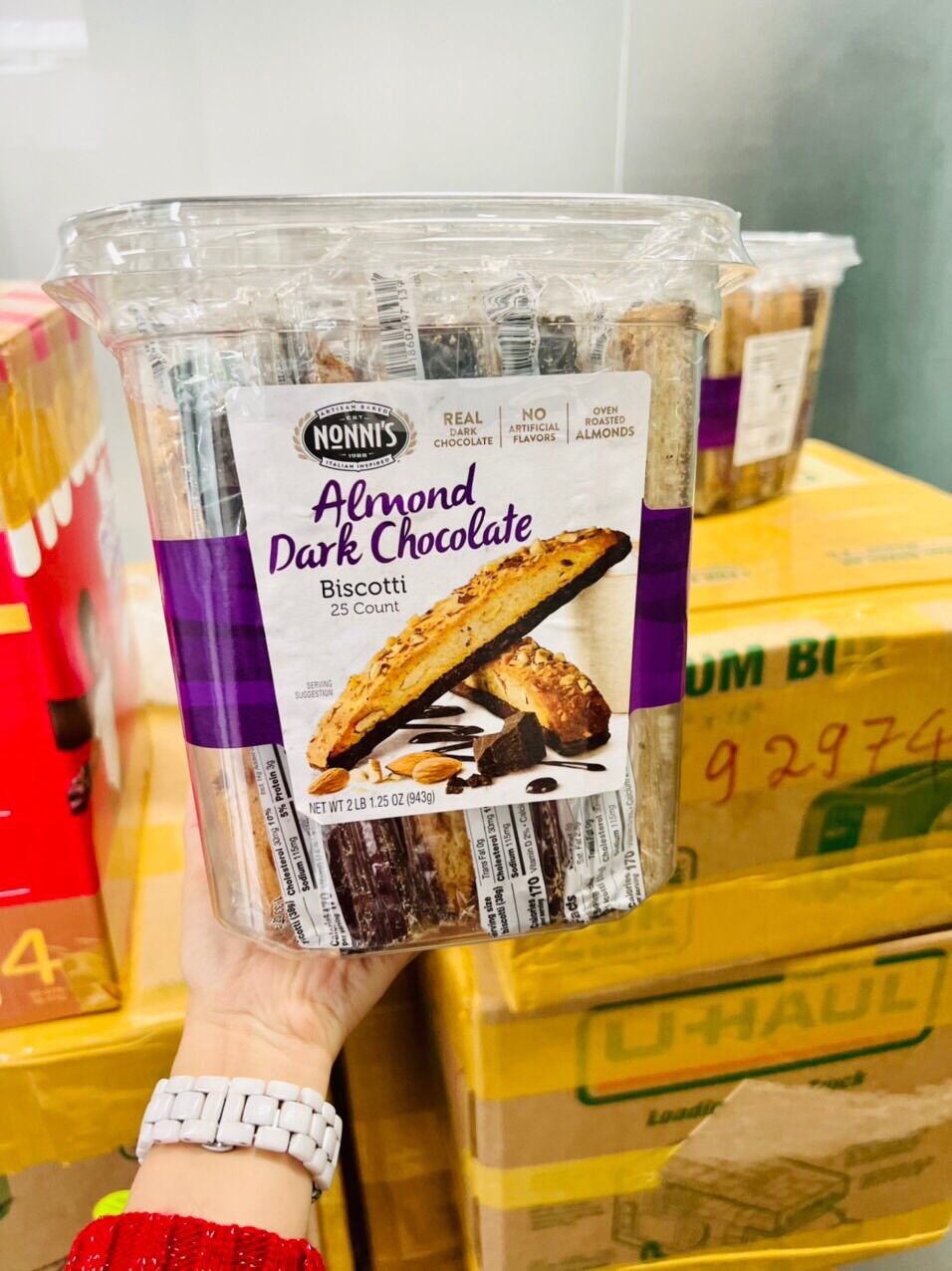 Bánh quy hạnh nhân với socola đen nonni's almond dark chocolate