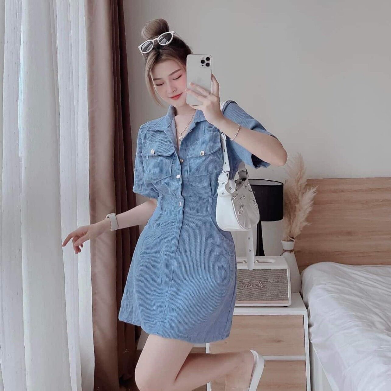 (D275 SHOP BIGSIZE nữ 50kg đến 90kg) đầm dáng A bo chun eo