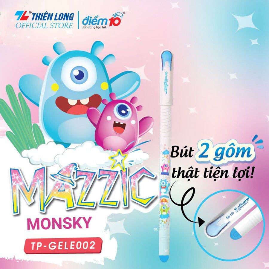 Hộp 20 cây bút tp-gele002 xoá được mực tím thiên long chính hãng 100%