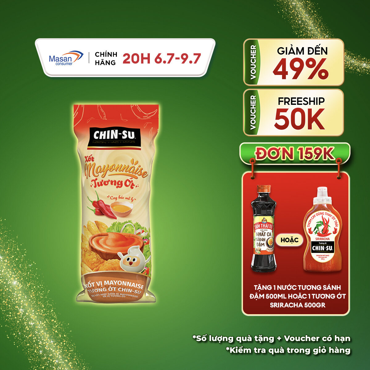 [20h 6.7-9.7 Voucher 18% CHO ĐƠN TỪ 199k]Xốt Mayonnaise Tương Ớt Chin-su 120G