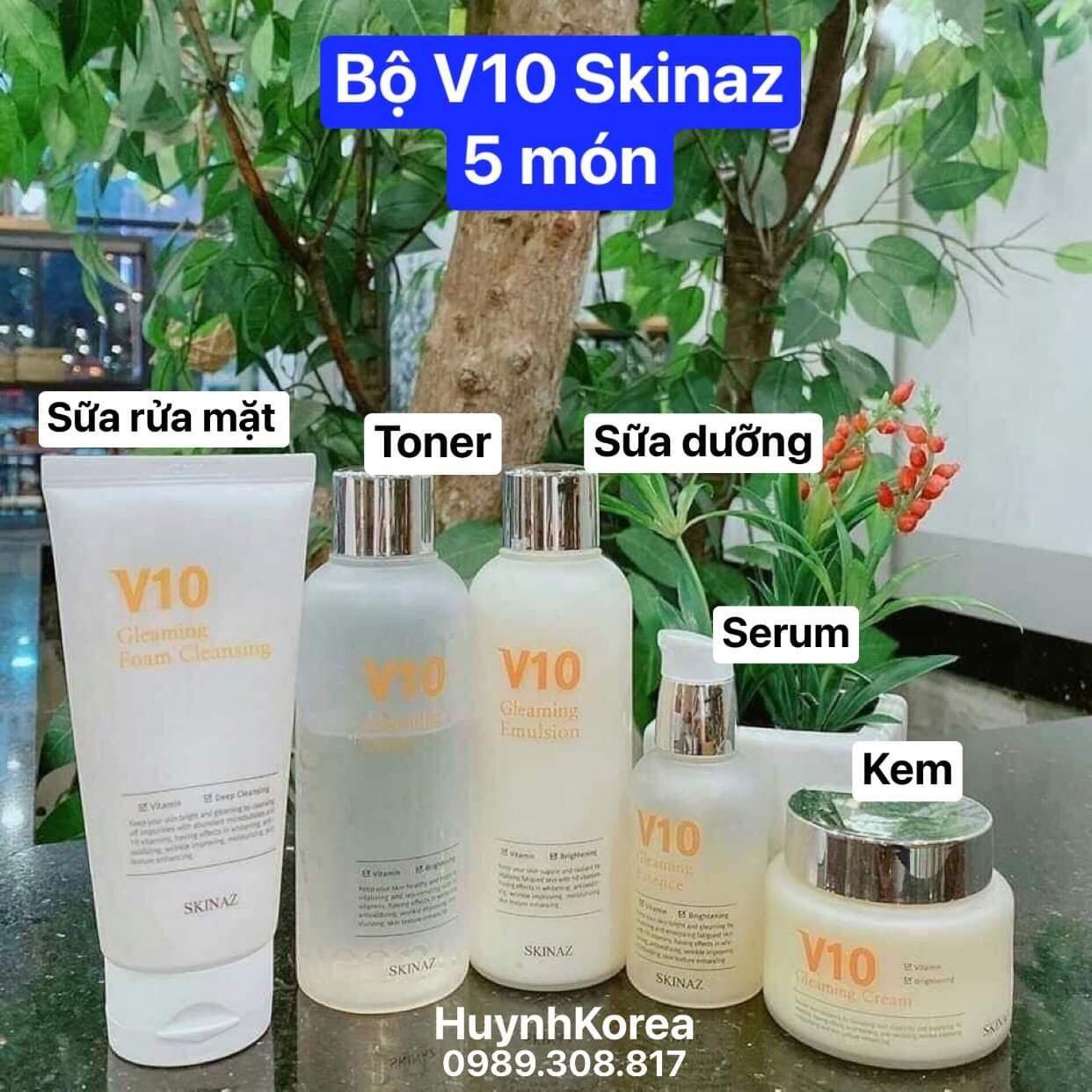Set dưỡng trắng da V10 Skinaz Hàn Quốc xách tay (Set 5 món)