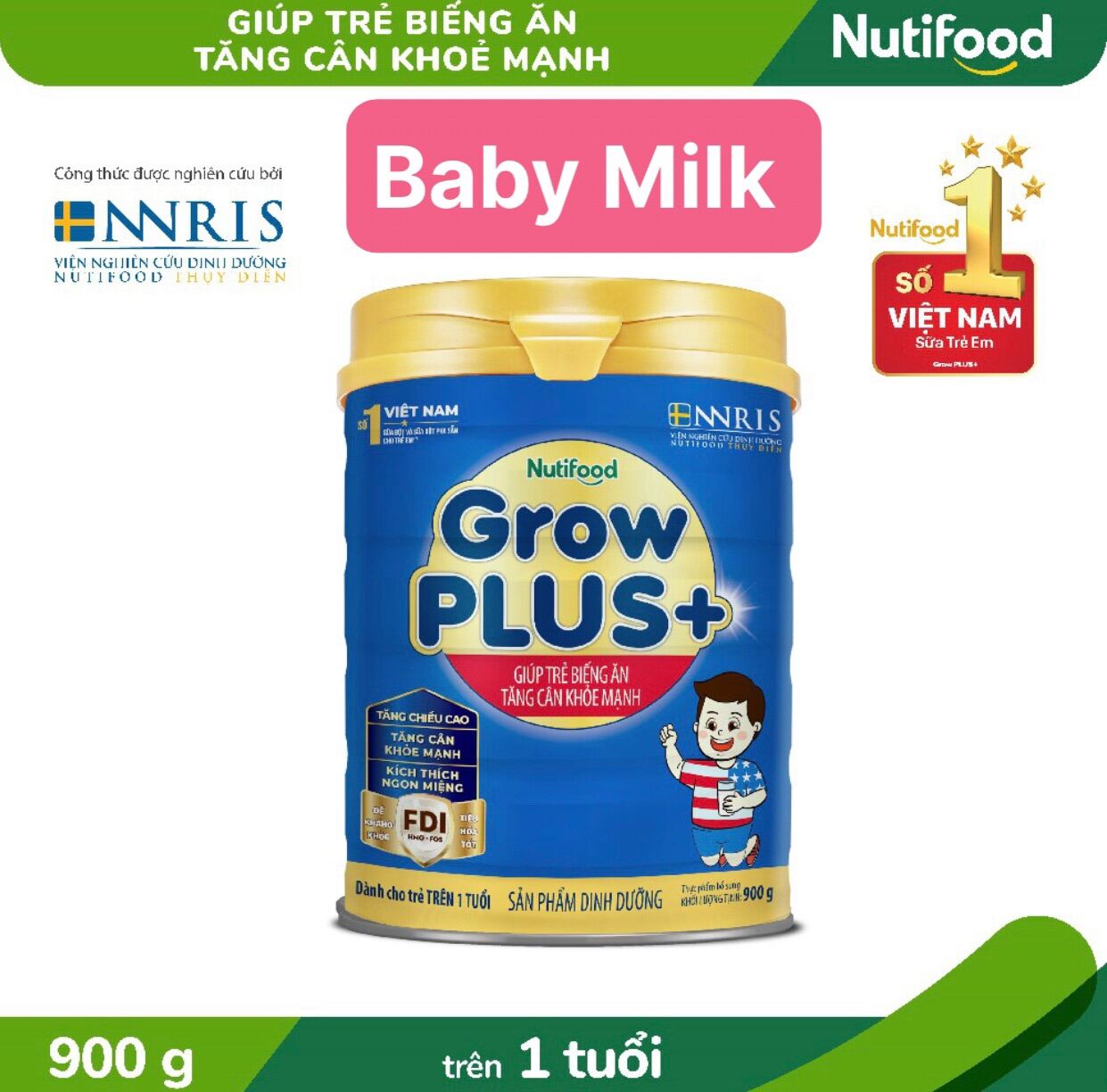 Sữa Grow Plus Xanh 900g ( Mẫu Mới )