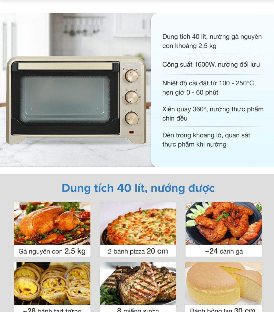 Lò nướng kangaroo 40l hàng trưng bày