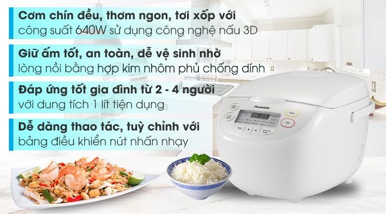 Nồi cơm điện tử Panasonic 1 lít SR-CL108WRAM - hàng chính hãng