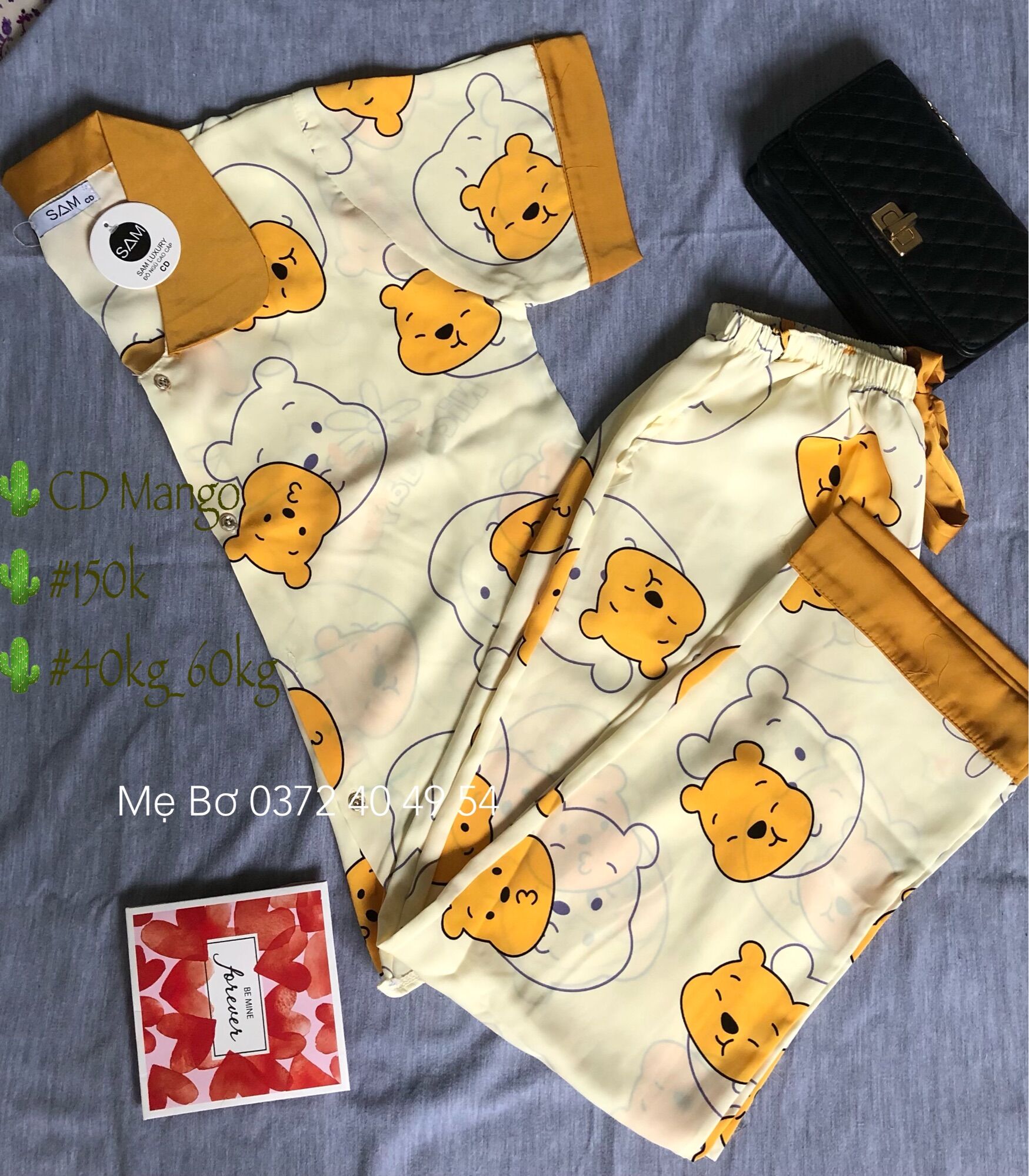 Ảnh thật Bộ Pijama Gấu Pooh Cộc Dài Mango