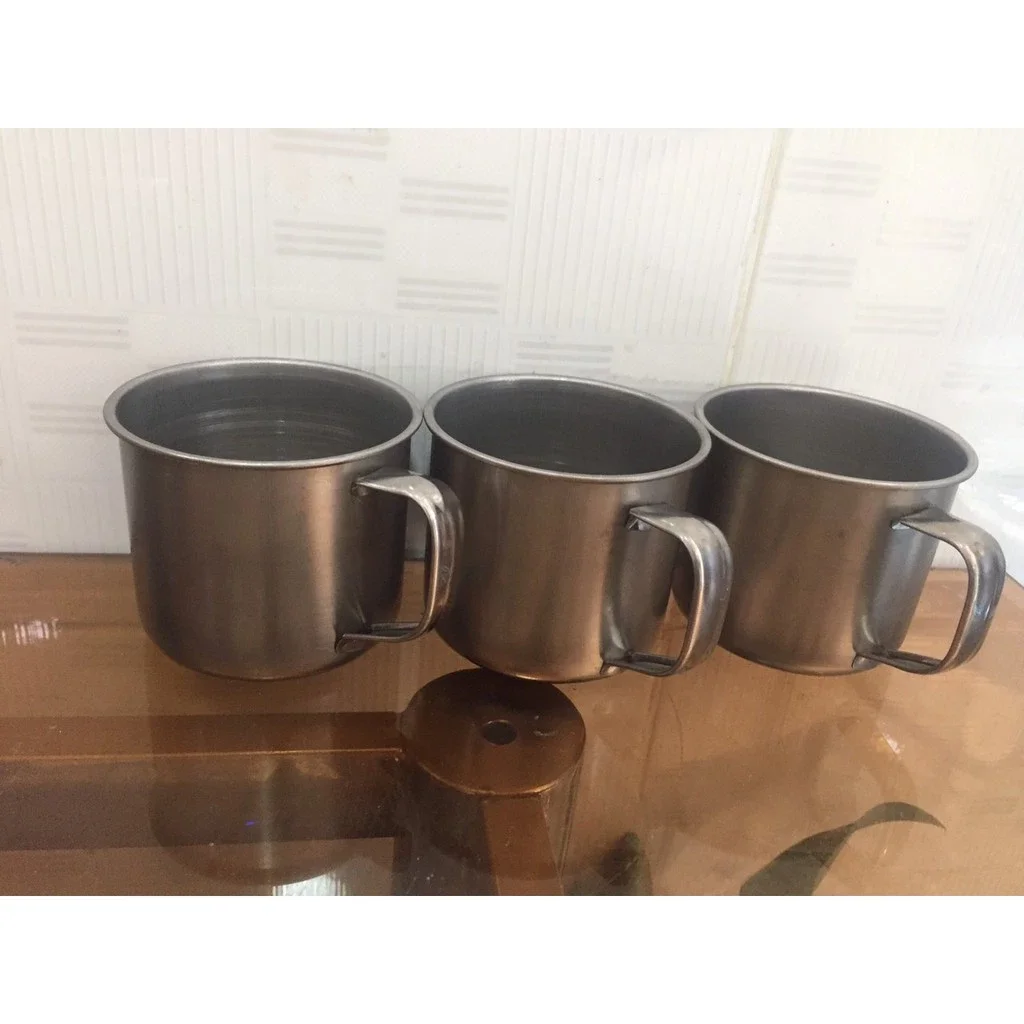 Combo 10 ca inox uống nước 7 cm có quai - bộ 10 ly inox có quai