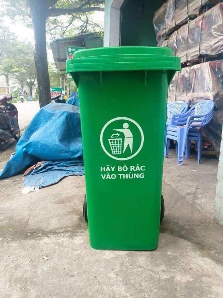Thùng rác nhựa công cộng 120l, thùng rác nhựa công nghiệp 120l, thùng rác nhựa hdpe 120l có 2 bánh xe