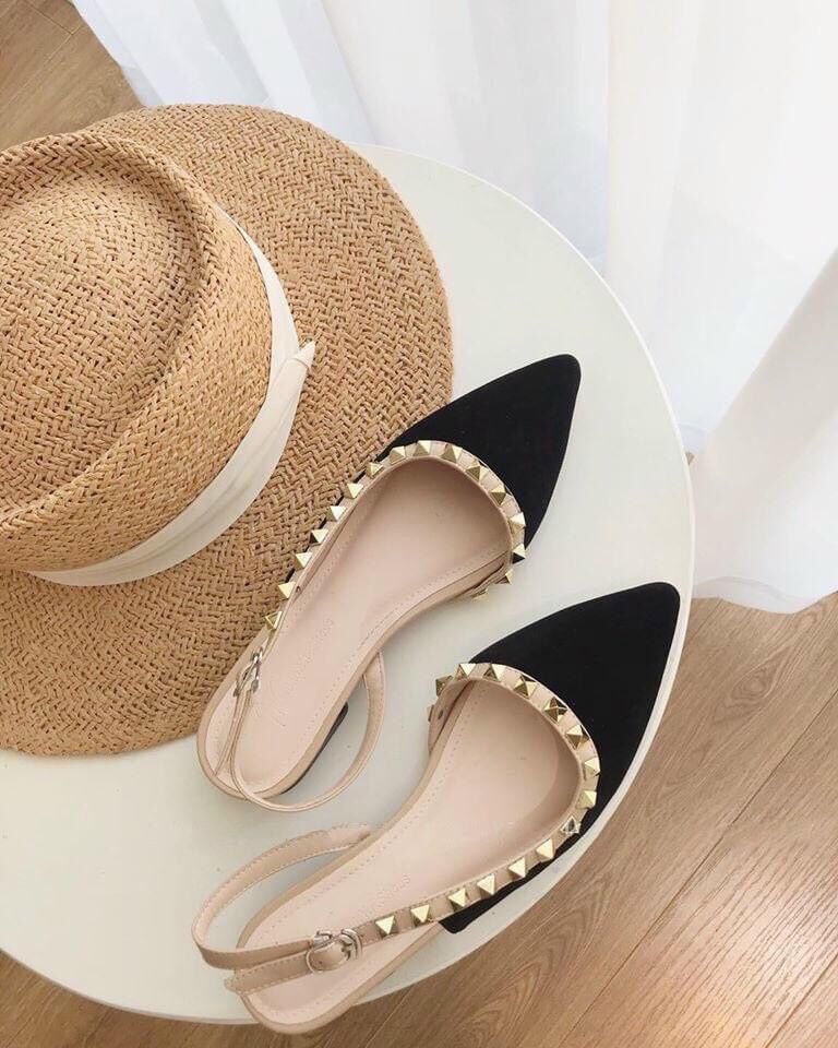 Sandan nữ đế thấp viền đinh sang chảnh