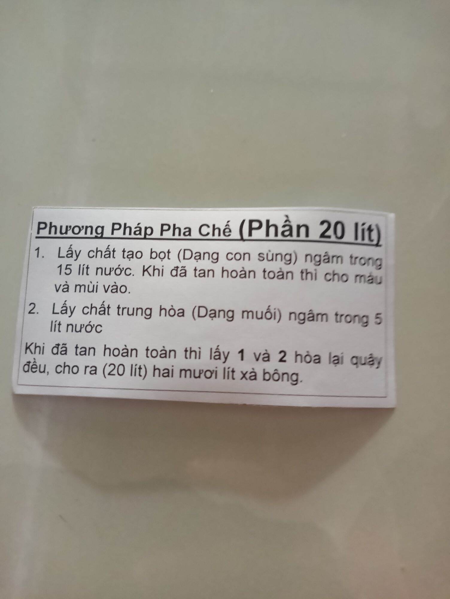 Phần bột pha nước rửa chén (20Lít)