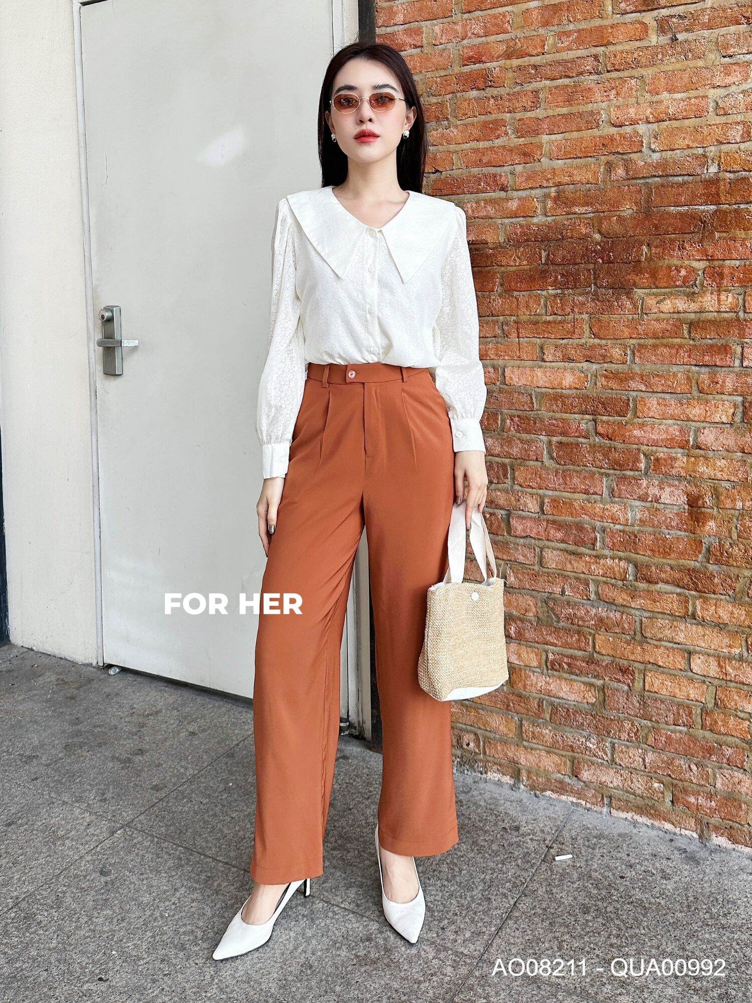 ÁO SƠ MI KIỂU NỮ CỔ NHỌN NỮ CÔNG SỞ FOR HER AO0821