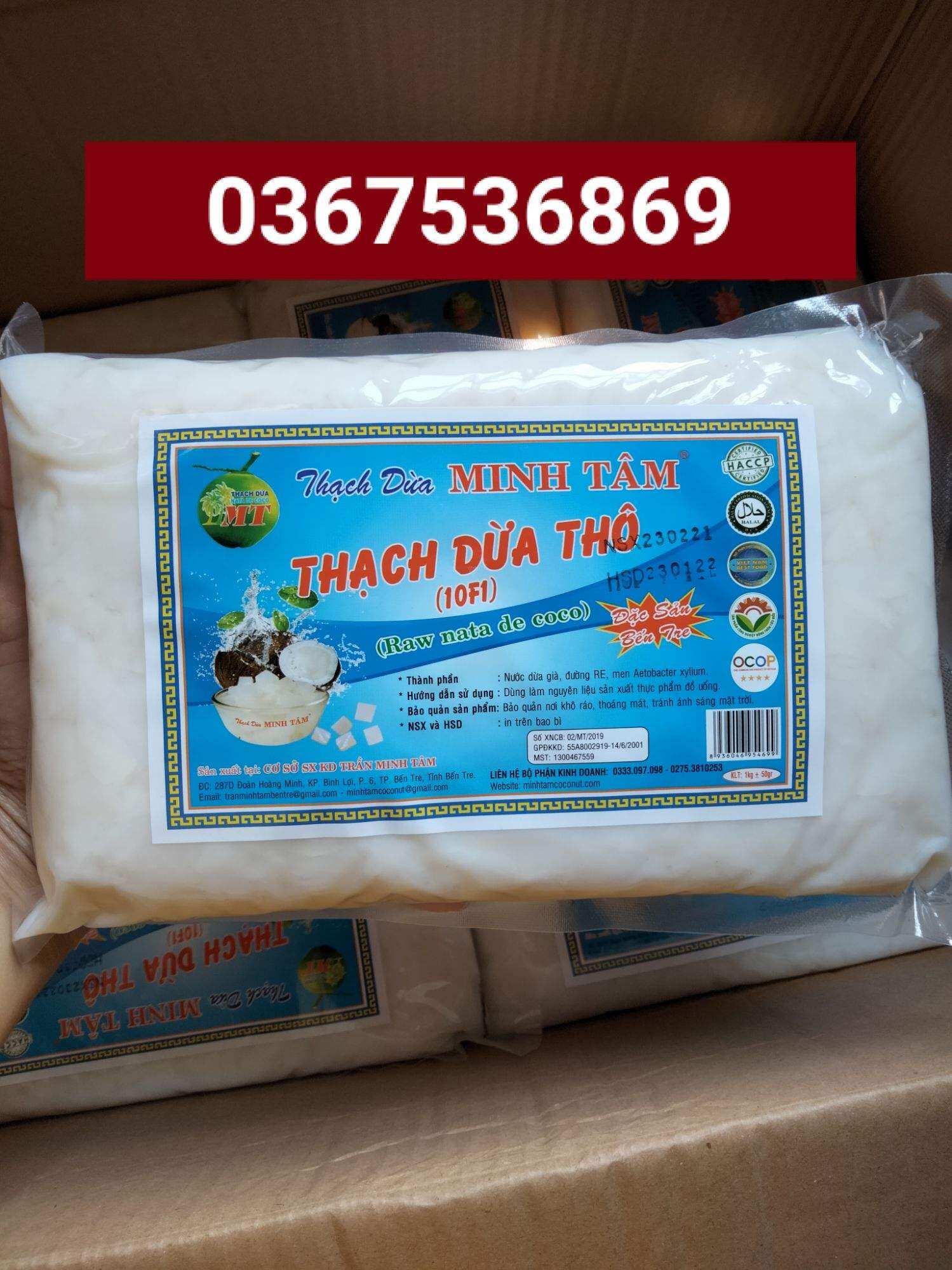 Thạch dừa thô Minh Tâm 1kg + hương dừa