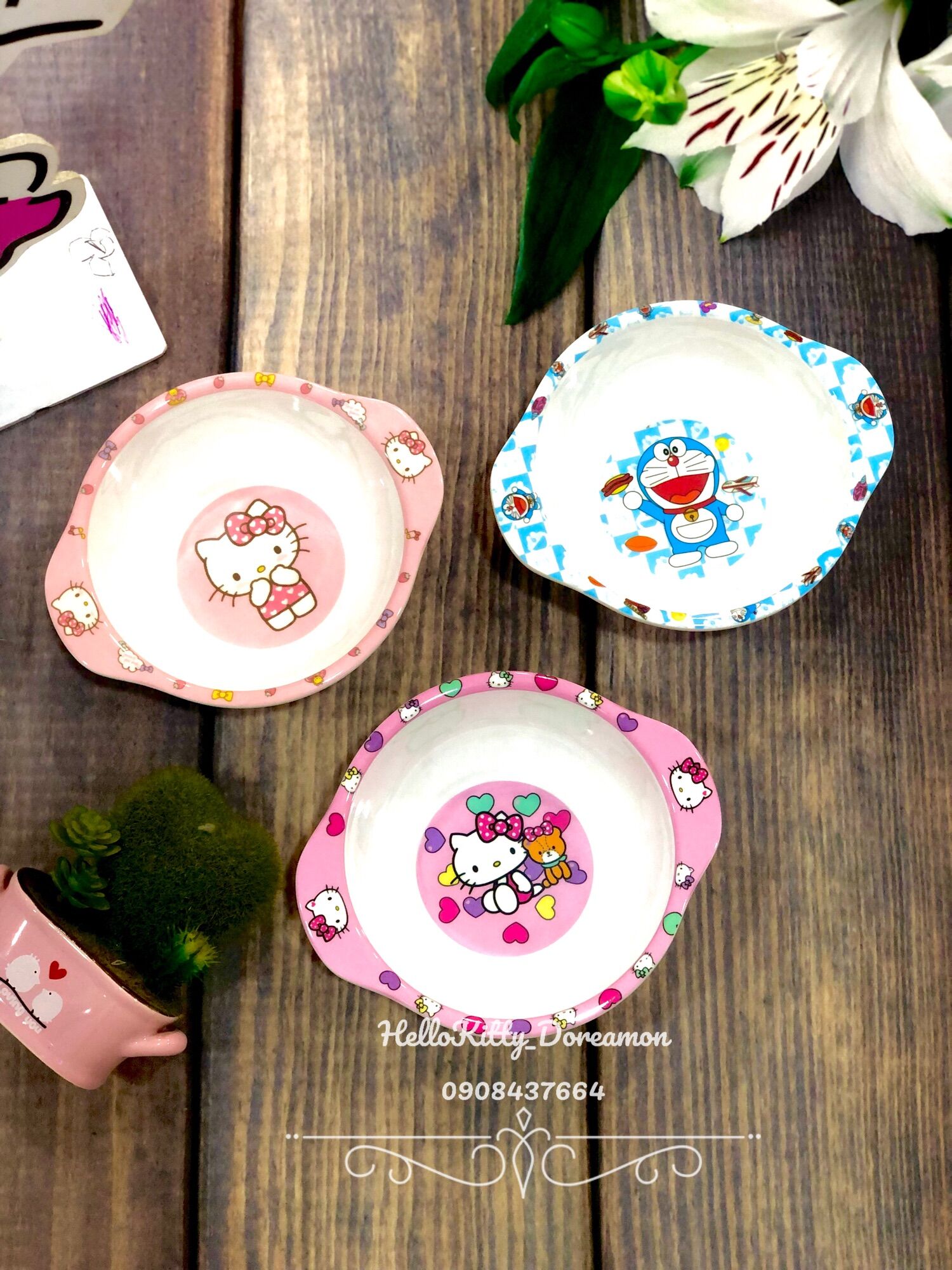 [HCM]Chén ăn dặm melamin HelloKitty Doreamon
