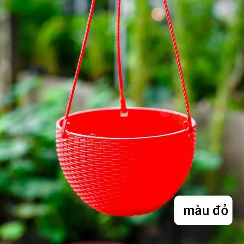 combo 5 Chậu treo kiểu đan mây size lớn 20x13cm