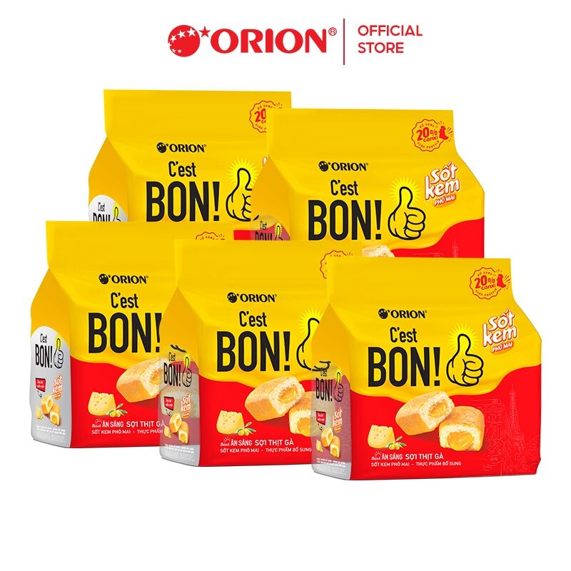 1 thùng= 10 bịch Bánh ăn sáng sợi thịt gà C'est Bon Orion 85g