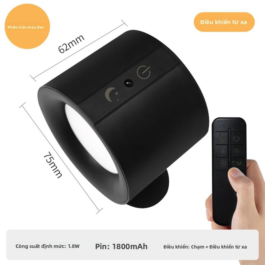 Đèn LED Treo Tường Hai Đầu Điều Khiển Cảm Ứng 360 Độ Xoay Được Không Dây Đèn Ngủ Màu Đen/trắng Đèn Tường Hiện Đại Cho Phòng Ngủ