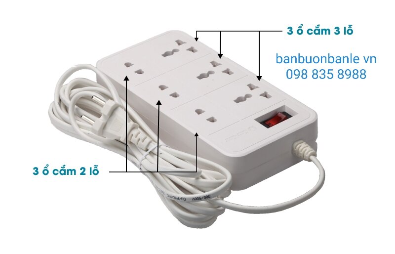 Ổ cắm điện kéo dài 6 lỗ rạng đông - model oc06 6c/2m/10a