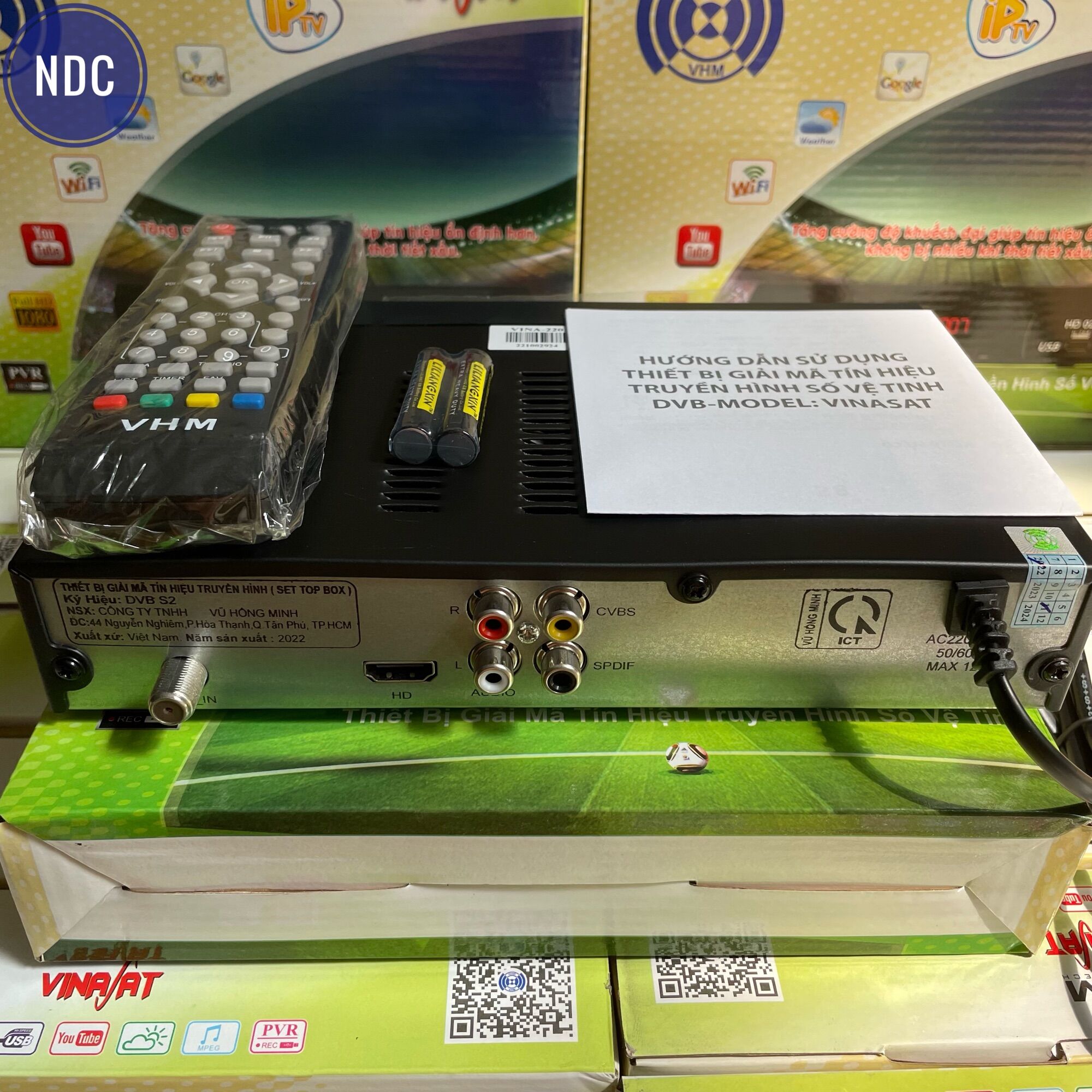 [HCM]Đầu Thu Vệ Tinh Vinasat VHM (Tặng Cáp HDMI) Dùng Chảo K+, VTC, MobiTV, AVG