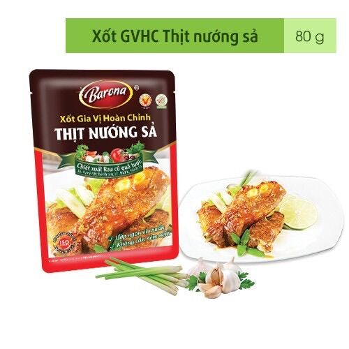 Xốt Gia Vị Hoàn Chỉnh BARONA - Thịt Nướng Sả gói 80g