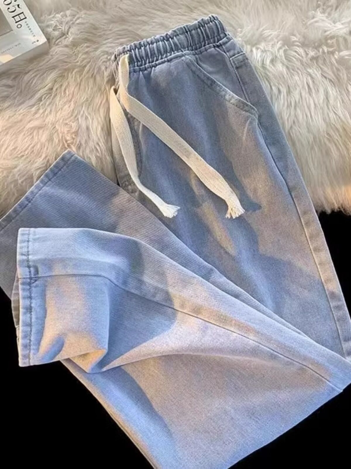 Quần Jeans Nam Ống Thẳng Có Dây Rút Quanh Vai Mỏng Mài Mòn Lớp Dày Thường Ngày Thời Trang Mùa Hè Quần Làm Việc Công Sở