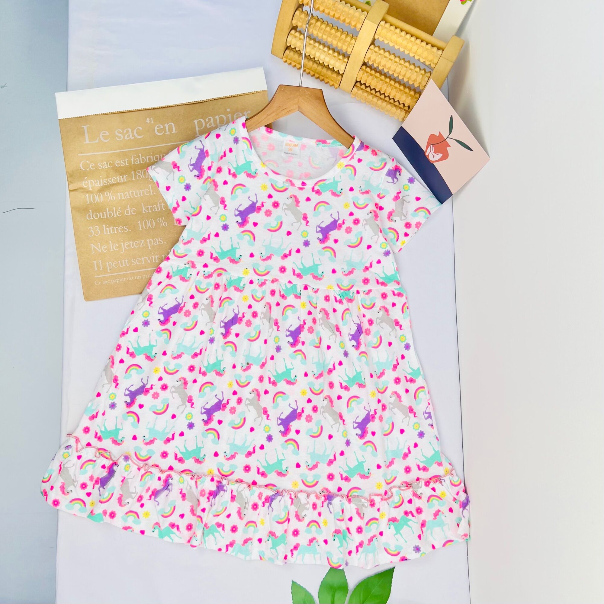 Váy đầm bé gái size đại 9-10 tuổi cotton VNXK Jennie kids thấm hút mồ hôi tốt J476