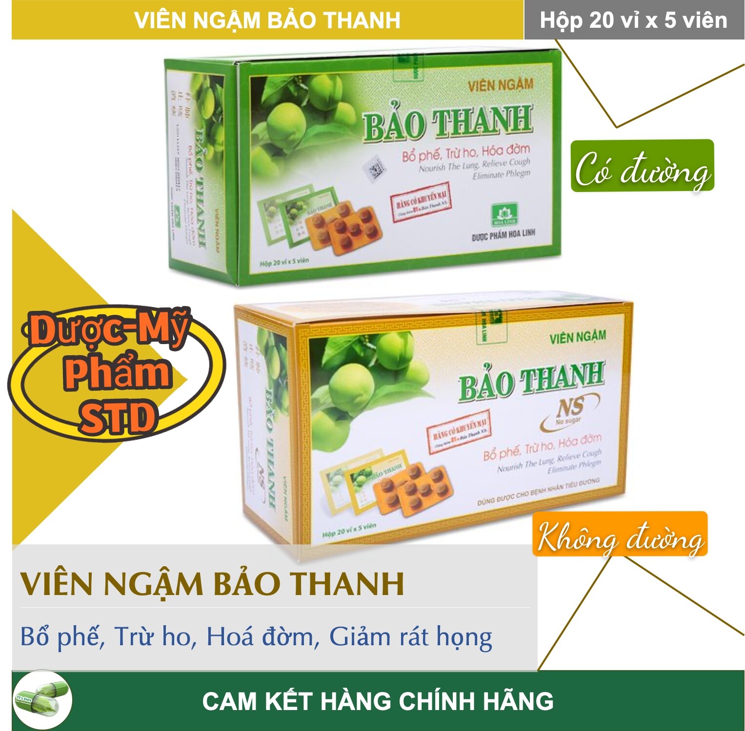 Viên ngậm ho Bảo Thanh - bổ phế. giảm ho, hoa đờm