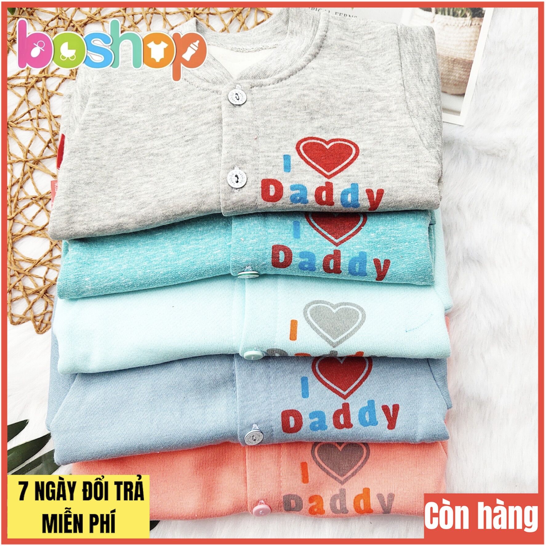 Bộ quần áo nỉ bông cho bé từ 3-10kg