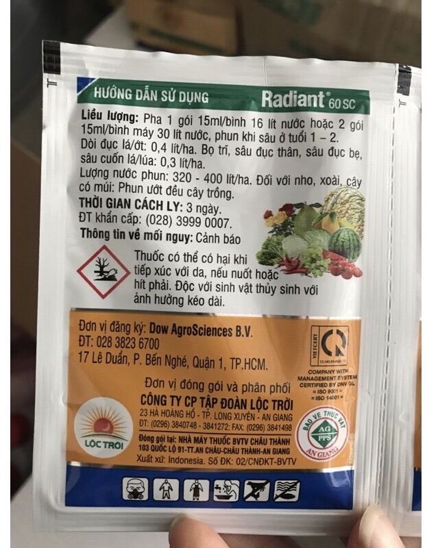 RADIANT 60SC – THUỐC SINH HỌC DIỆT BỌ TRĨ CHO CÂY TRỒNG