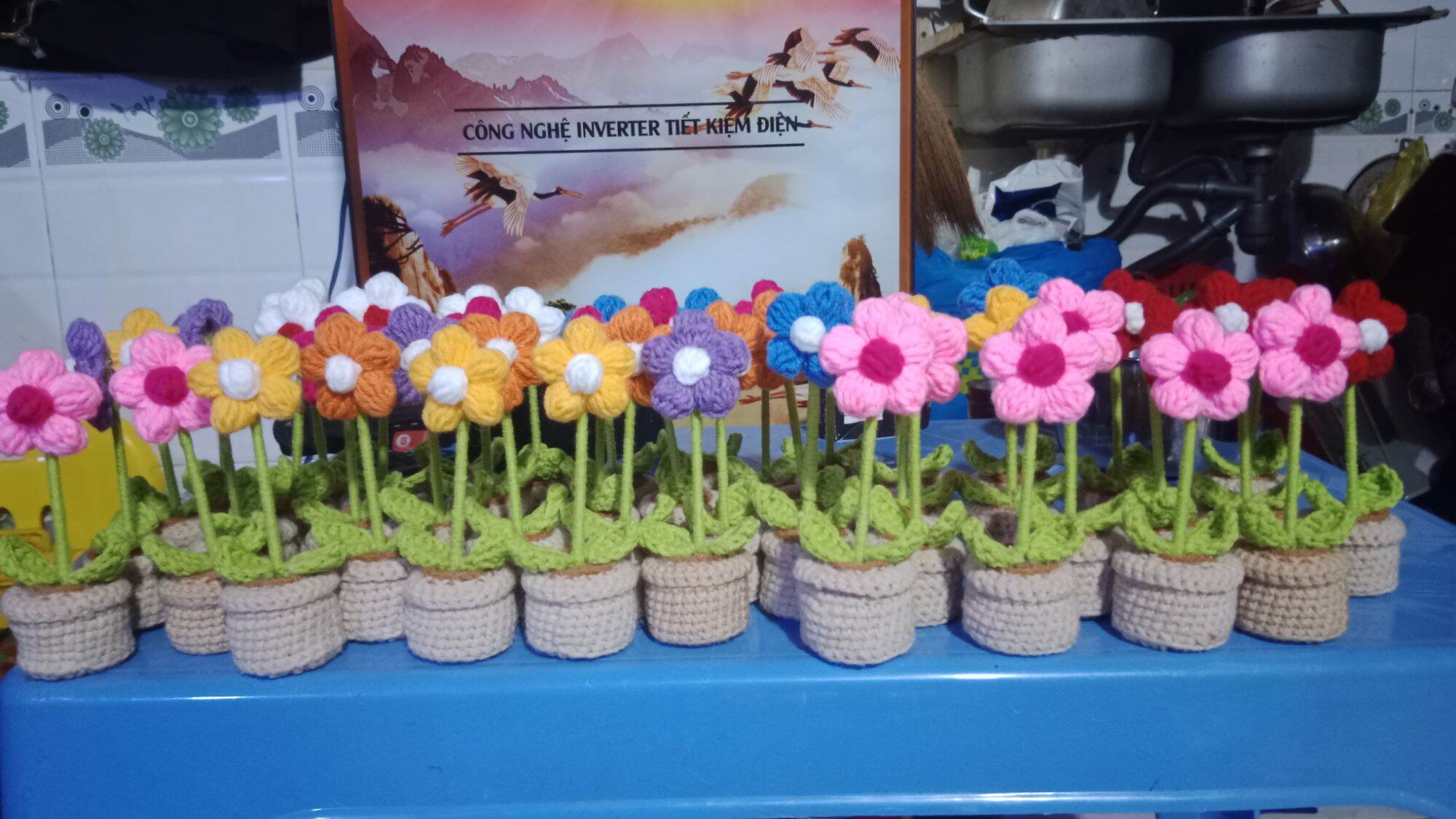Chậu hoa len handmade decor xinh xinh🌸