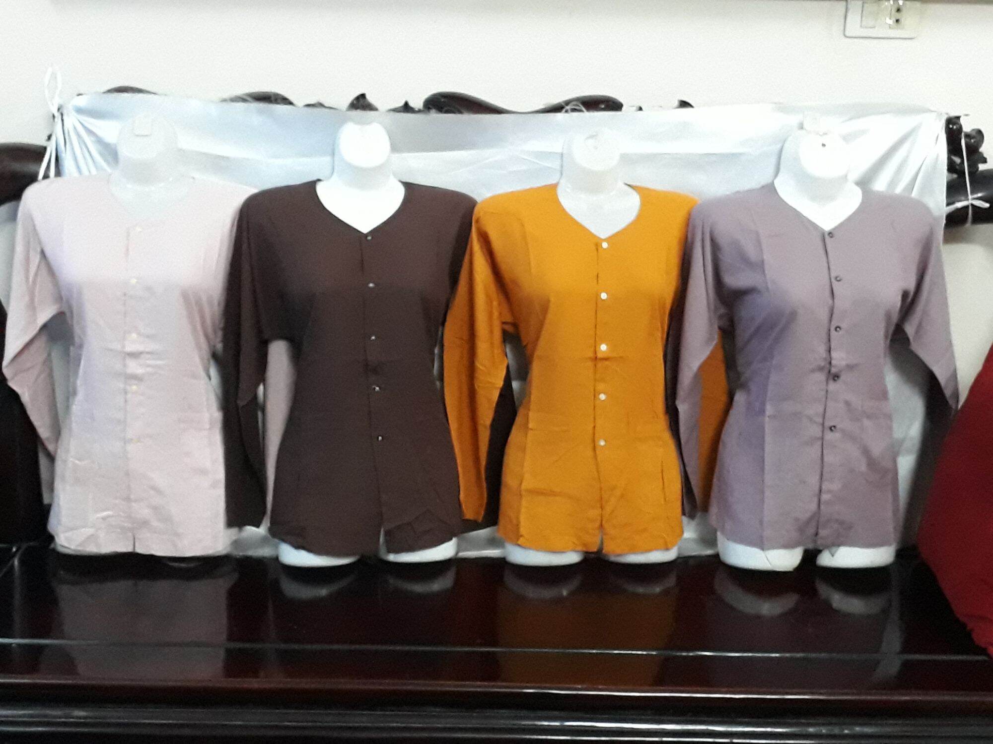 Áo lanh mầu dài tay dành cho bà già (36 - 70 kg)