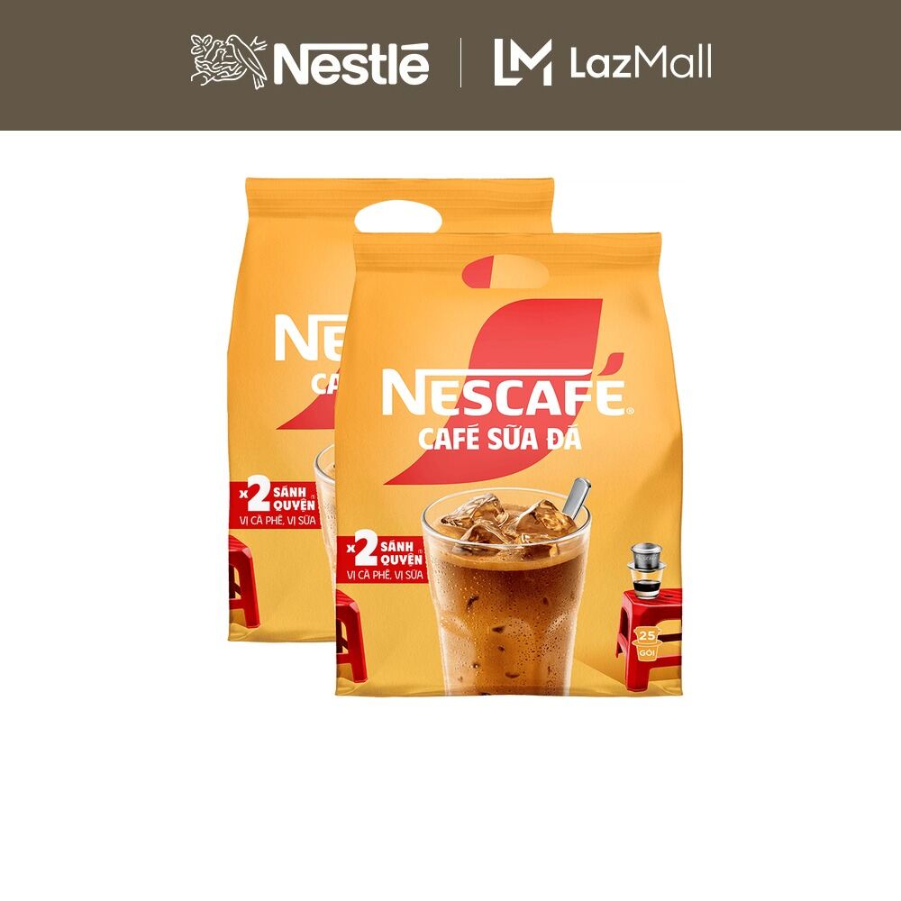 [ƯU ĐÃI THÁNG 6][FREESHIP TOÀN QUỐC] Combo 2 Bịch Cà phê Hòa tan NESCAFÉ CAFÉ SỮA ĐÁ 25 gói Nhân đôi sánh quyện