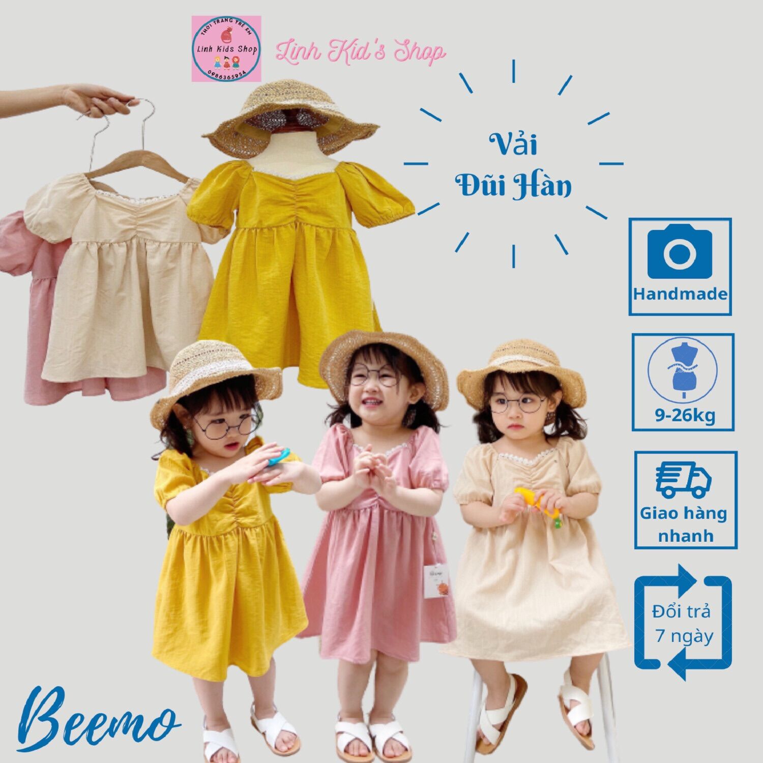 [FREESHIP] Váy đũi cao cấp Beemo cho bé 9-26kg