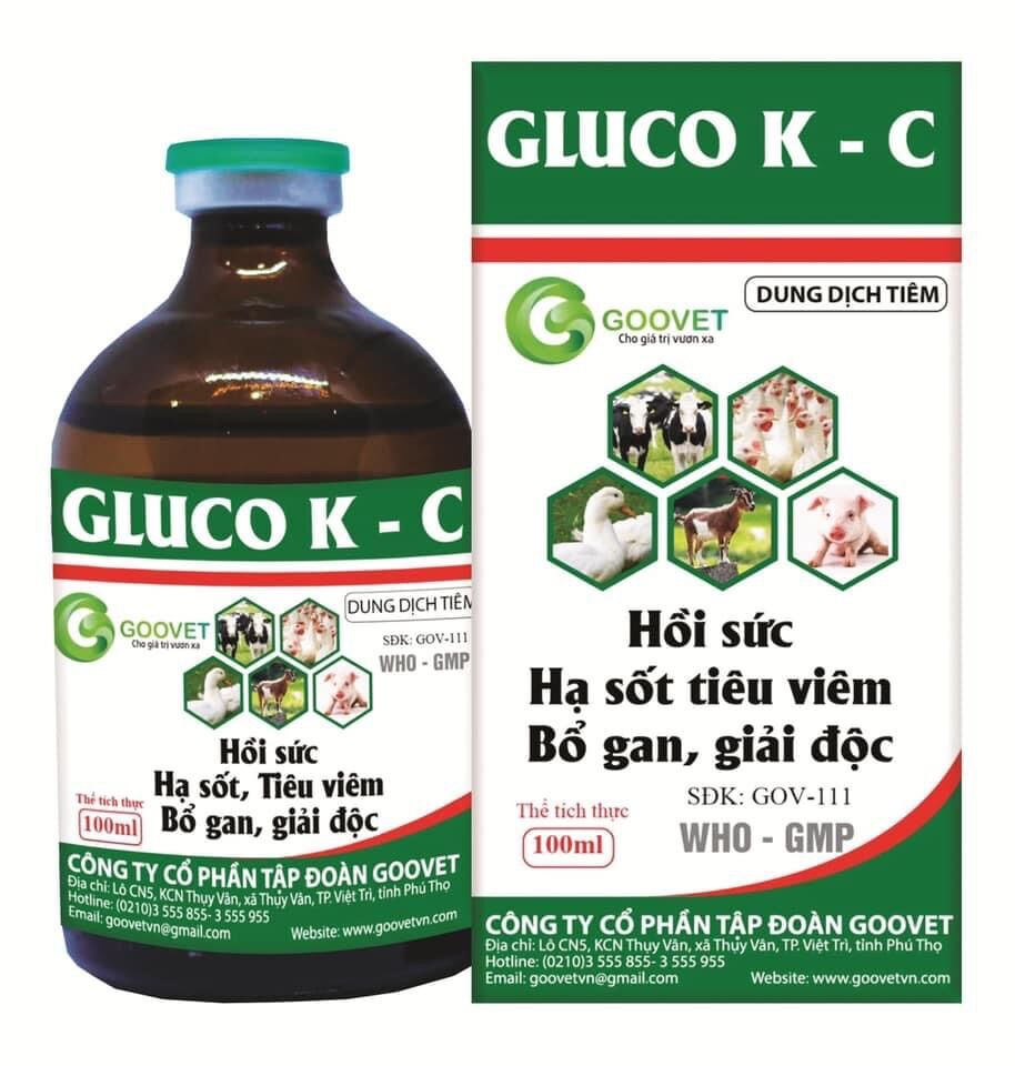 Gluco k-c chai 20ml goovet hồi sức - tăng lực, giải độc, nâng cao đề kháng. hạ sốt - tiêu viêm - bổ gan - giảm độc. gluco-k-c dùng là khỏe