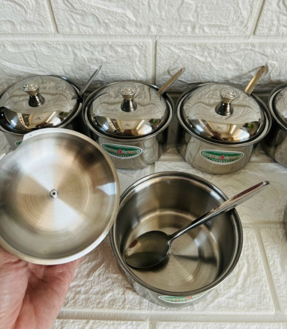 Hủ đựng gia vị inox có nắp