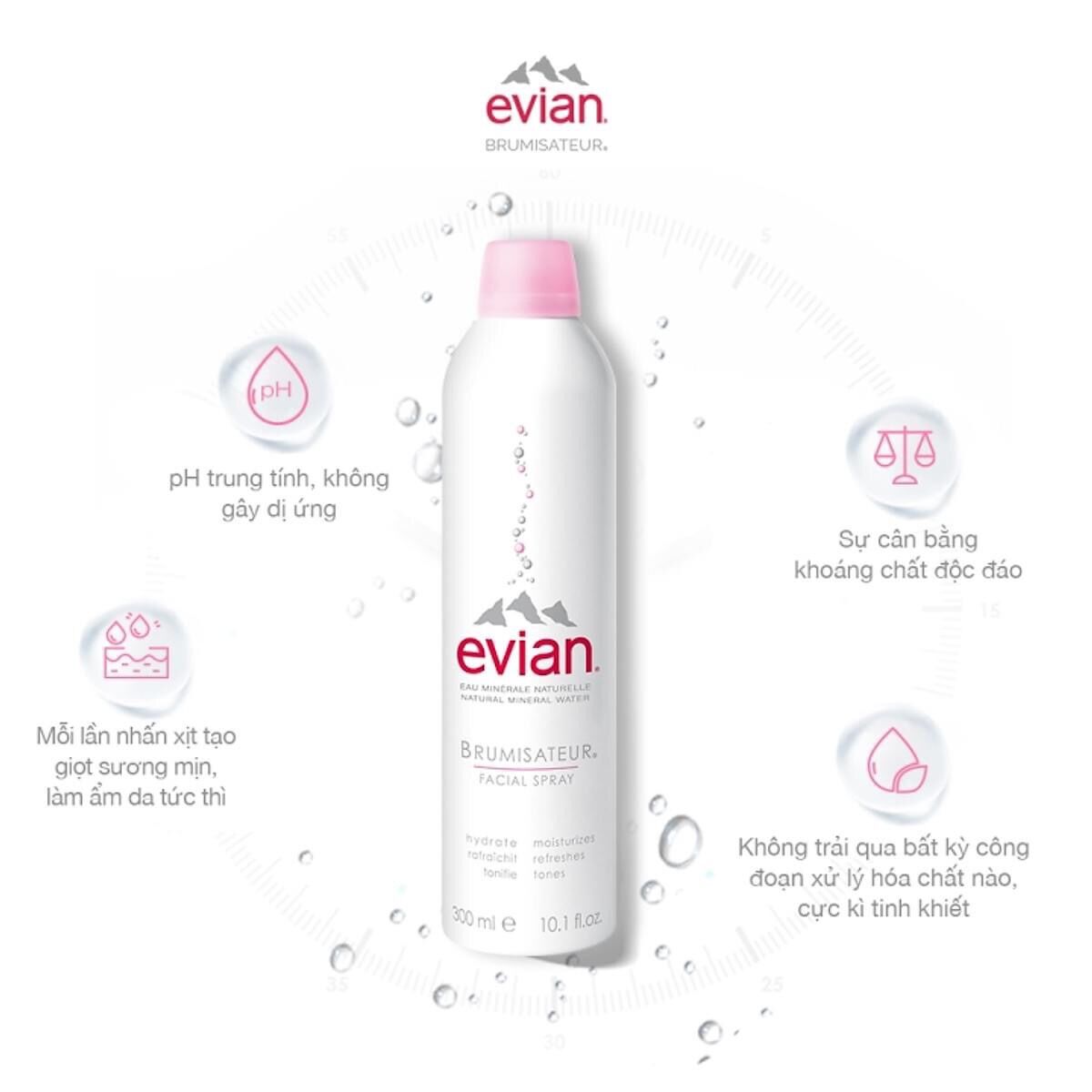 Xịt khoáng Evian 400ml hàng nội địa Pháp