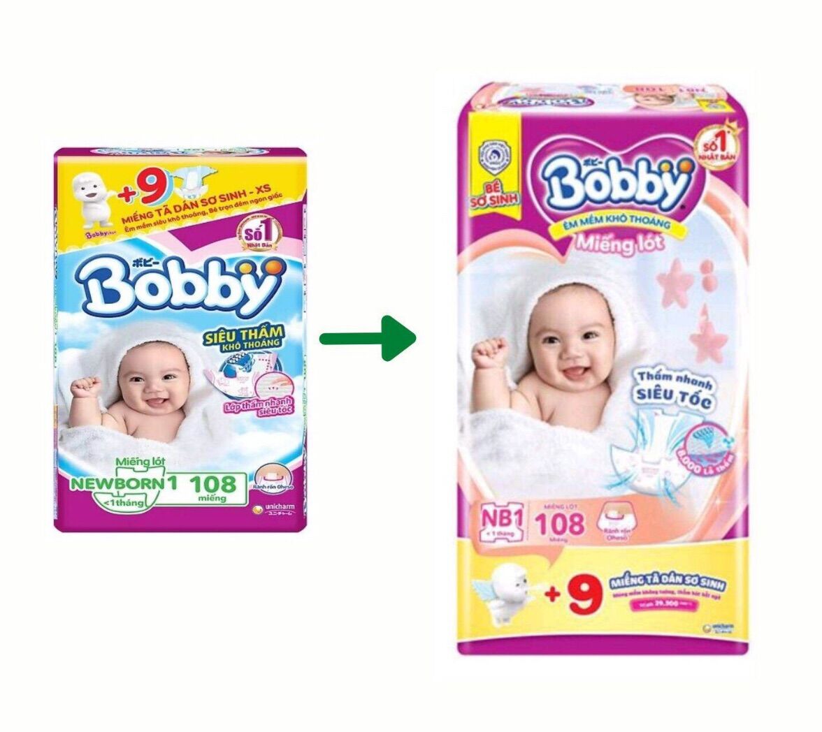 Miếng lót sơ sinh Bobby nb1 64 miếng/108 miếng cho bé