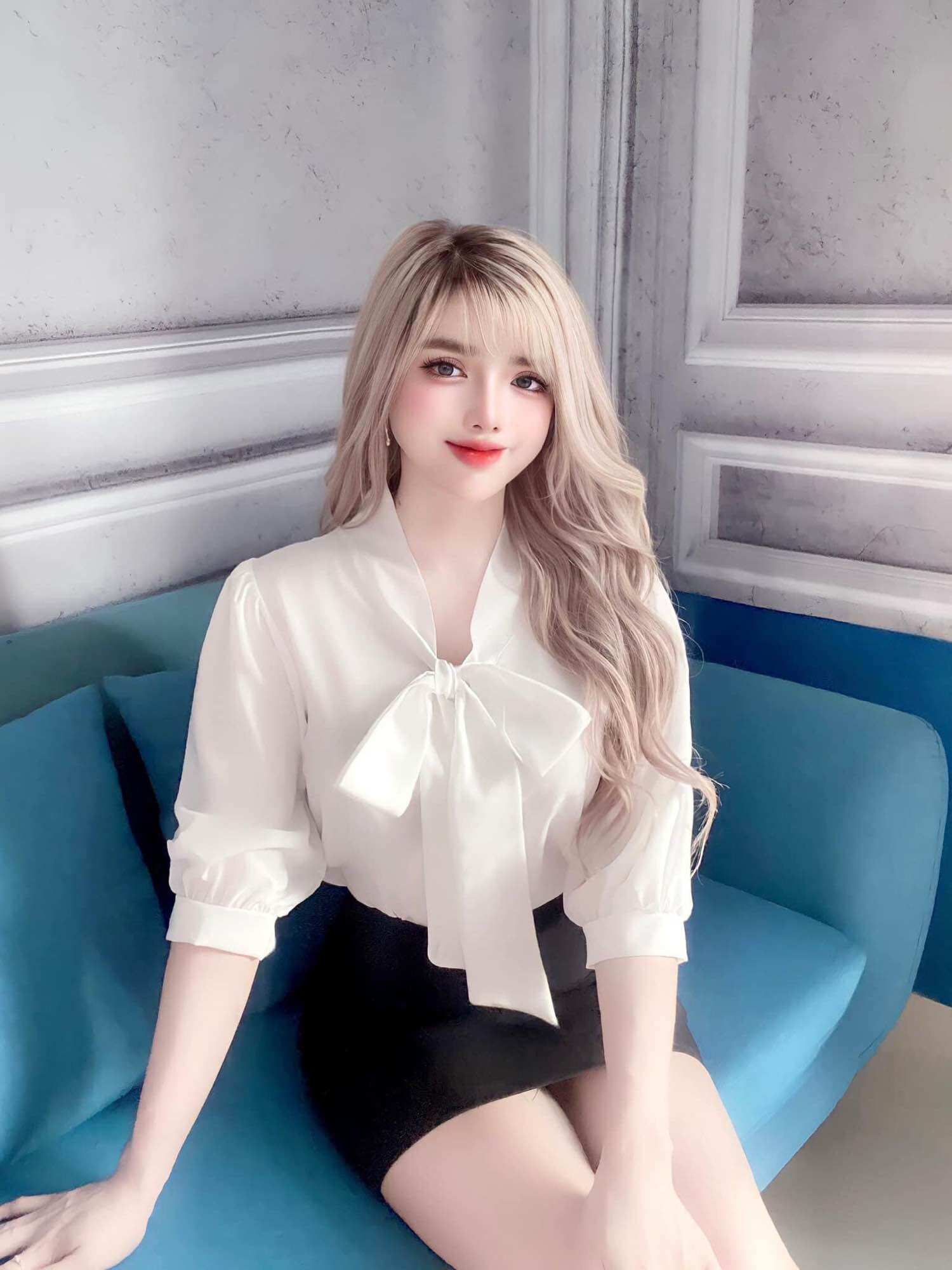 Áo công sở thắt nơ tay lỡ hàng full size & 103