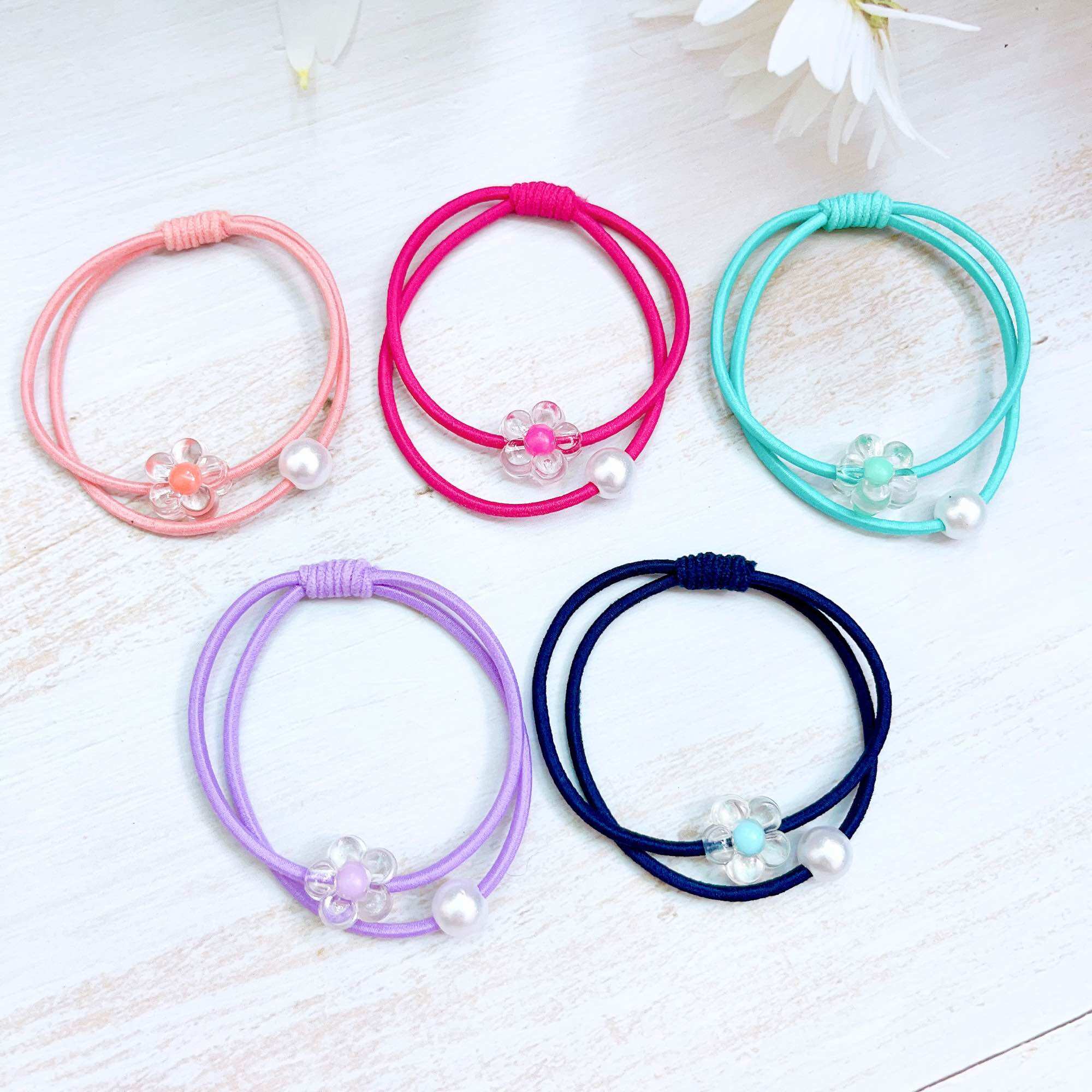Set 100 dây cột tóc Hoa ngọc 2 mix đủ màu dễ thương Morish
