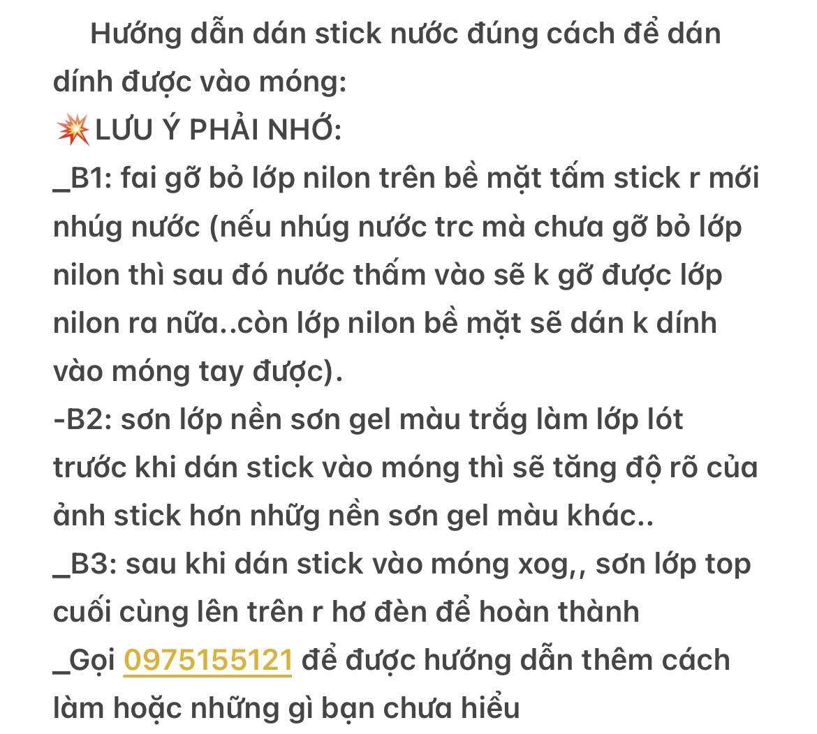 Stick nước hoạt hình dán móng tay đủ kiểu