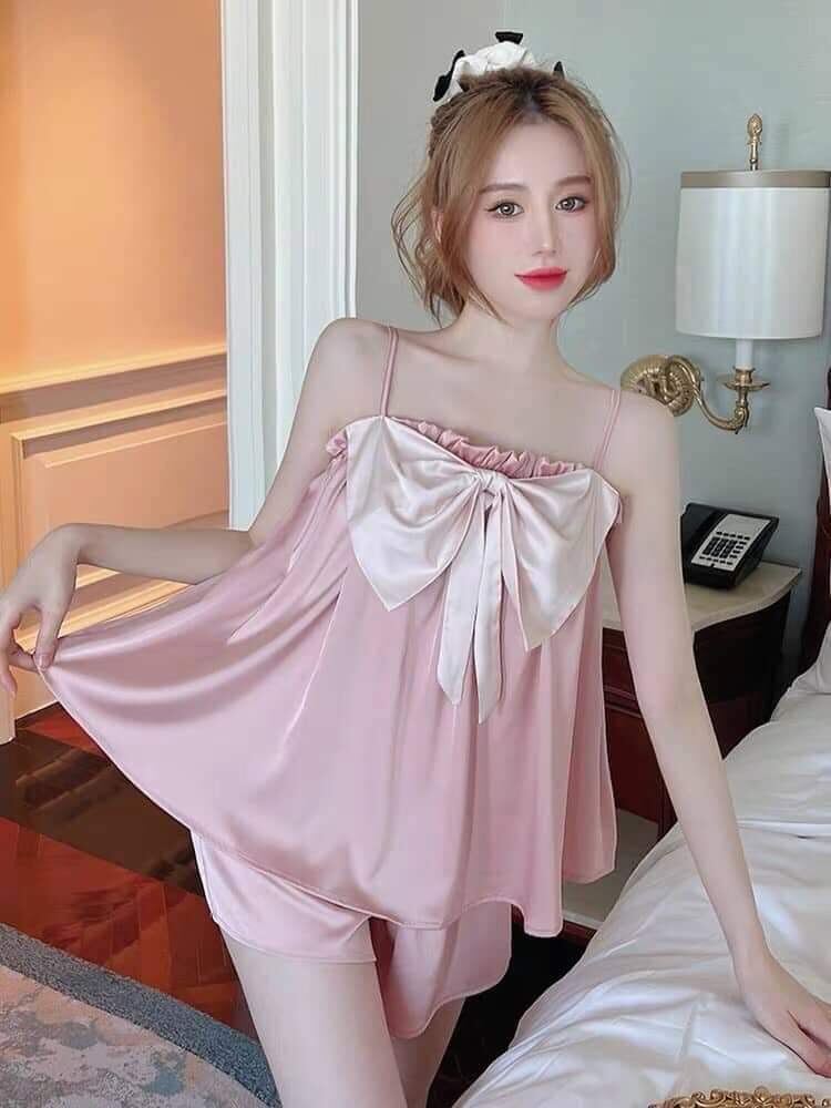 Đồ ngủ sexy nữ 2 dây PHI LỤA đồ bộ mặc nhà hai dây Set ngủ Chất PHI LỤA Mát Mềm Mại Gợi Cảm ( from dưới 58 kí )