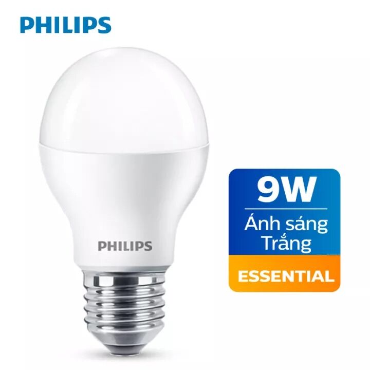 Bóng led bulb 9w essential e27 a60 philips. bóng đèn tròn 9w ánh sáng trắng vàng philips bh 12 tháng chính hãng. led philips