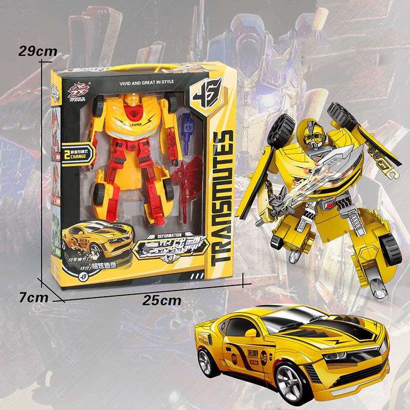 Đồ chơi robot biến hình transformer, xe ô tô biến hình người máy, lắp ráp mô hình robot cho bé
