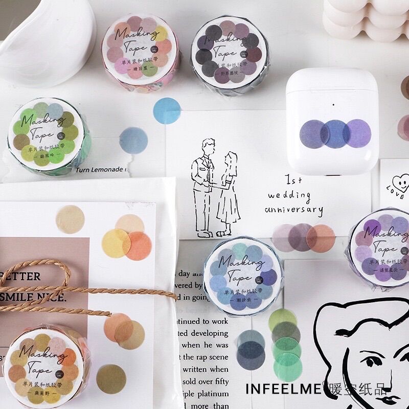 Set Sticker nhãn dán tròn decor trang trí bullet journal