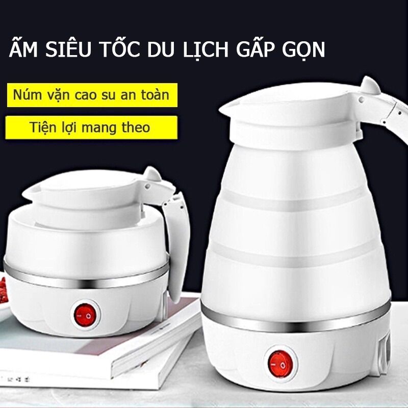 Bình ấm đun nước siêu tốc xếp gấp gọn du lịch 600ml